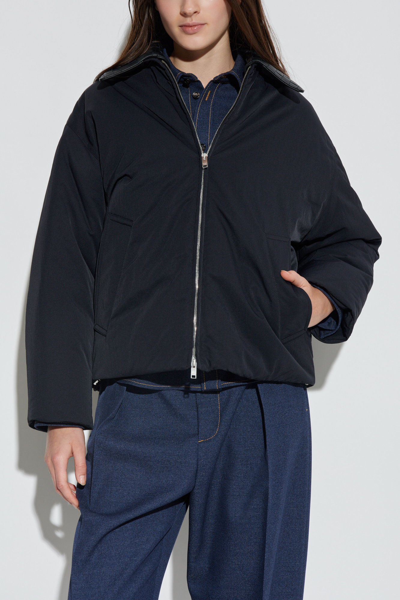 BOTTEGA VENETA ダウン パファージャケット Bottega Veneta: Off-White Cotton Twill Down Puffer Jacket